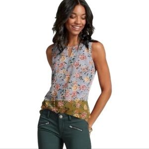 Cabi floral and stripe print Penelope tank top. SZ. XS. EUC